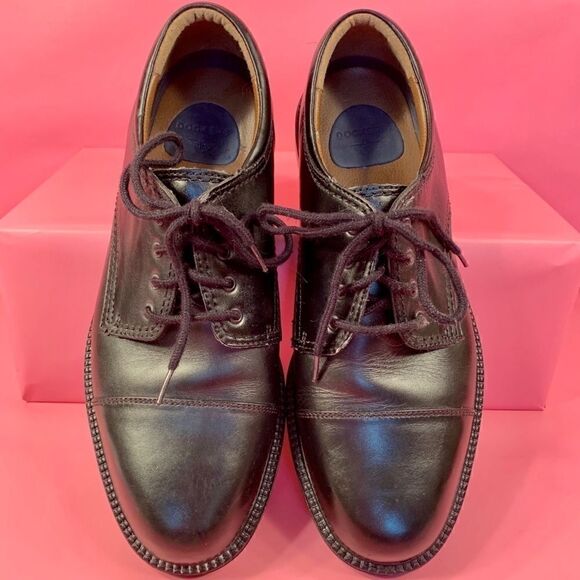 MENS BLACK LEATHER DOCKERS TIE UP SHOES 10M main image 8